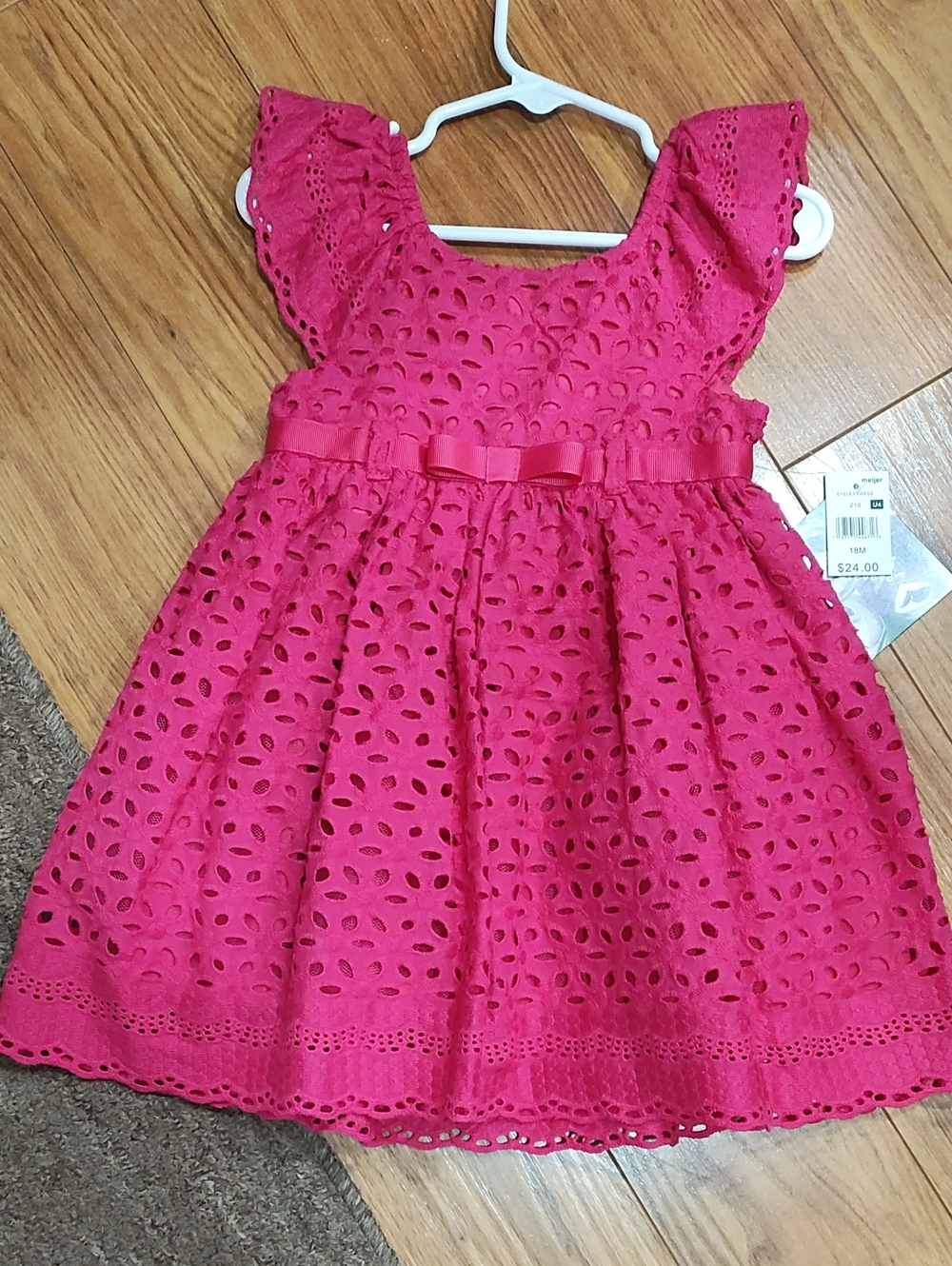 Blueberi Boulevard Hot Pink Eyelet Bow Dress
